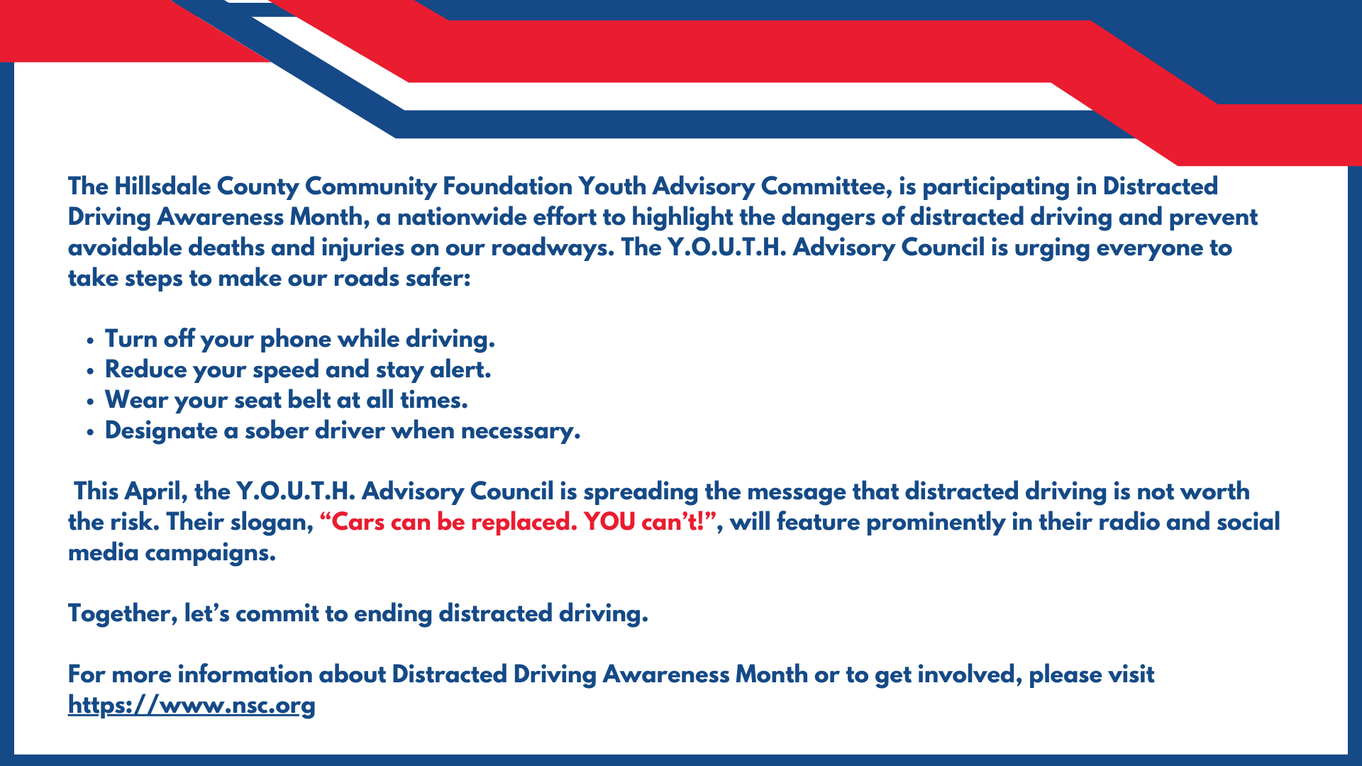 April is Distracted driving  awareness month.